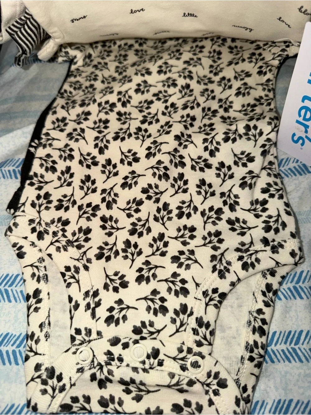 5 pack Carter's Cream One-Piece Bodysuit with Black Butterfly Print